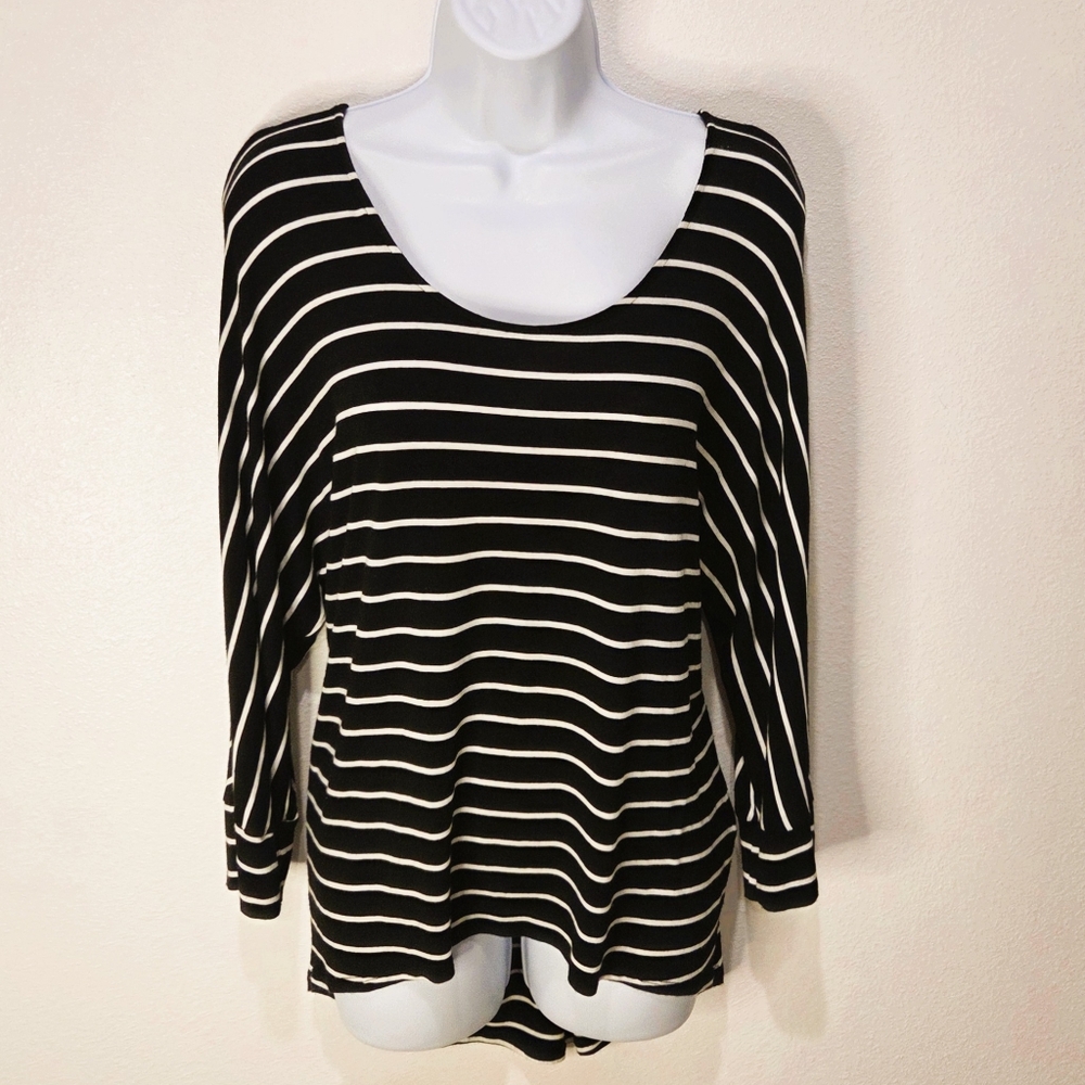 White House Black Market- Black and White Striped Shirt- Size M